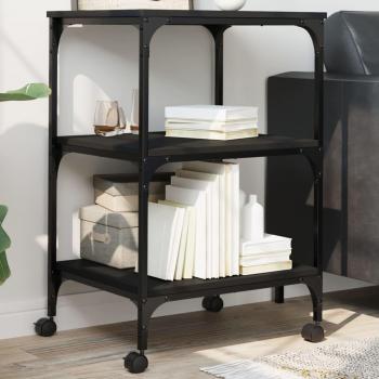 vidaXL 3-Tier Printer Stand - Black - 50x41x75 cm - Engineered Wood