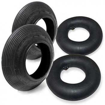 Set de 2 cubiertas y 2 cámaras de aire para ruedas de carretilla 4.00-8 con válvula TR13, capacidad máxima de carga 160 kg