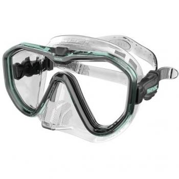 Máscara de Buceo Seacsub Appeal Clear, Lente única, Made in Italy, Hebilla 3D en la Falda, Transparente/Azul Claro, Standard
