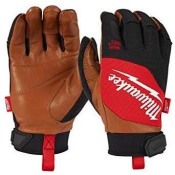 Guantes de Trabajo Híbridos de Piel Milwaukee - Talla M (8), Antichoque y Resistencia al Corte