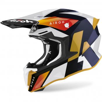 Airoh Casco de Cross Twist 2.0 Lift Multicolor - Casco de motocross, diseño multicolor, talla 2XL, ligero y ventilado, con sistema de cierre rápido y visera ajustable