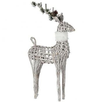 Adorno Navideño DKD Home Decor Luz LED Blanco Mimbre 53 x 19 x 90 cm (3 Unidades)
