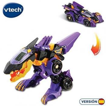 VTech- Rayo, el espinosaurio bólido de Carreras. Dinosaurio electrónico interactivo transformable en coche con voz, funciones, mas de 60 sonidos y frases.