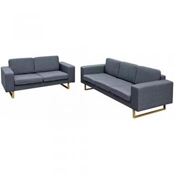 vidaXL Conjunto de Sofás de 2 y 3 Plazas Gris Claro Tamaño 200 x 82 x 76 cm