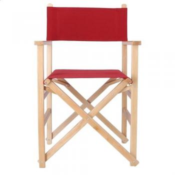 Sillón director Sunset de madera de haya con lona desenfundable, aceite, 51x46x86 cm - Rojo
