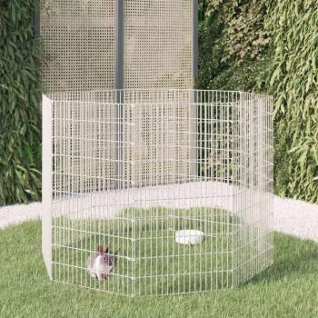 8-Panel Galvanized Iron Rabbit Cage 54x100 cm