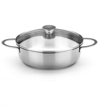 BRA Ancora - Rustidera, 26 cm, acero inoxidable 18/10, con tapa de cristal