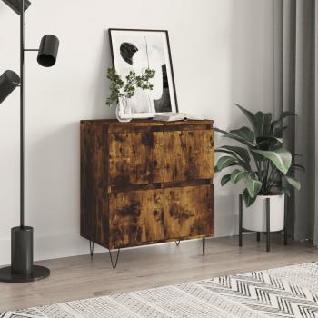 Aparador de madera contrachapada 60x35x70 cm en color roble ahumado, mueble de almacenaje moderno para salón con armarios y puertas, cajón de madera, buffet y armario auxiliar