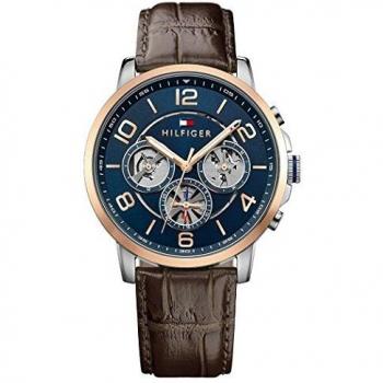 Tommy Hilfiger Mens Quartz Watch, multi dial Display and Leather Strap 1791290