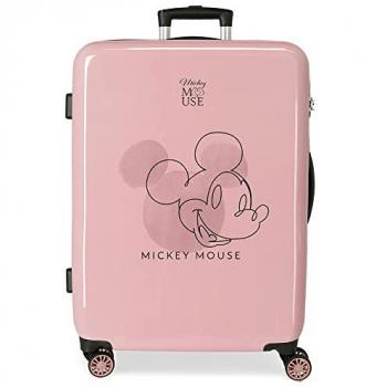 Maleta Mediana Rígida Disney Mickey Outline Rosa 68cm Unisex