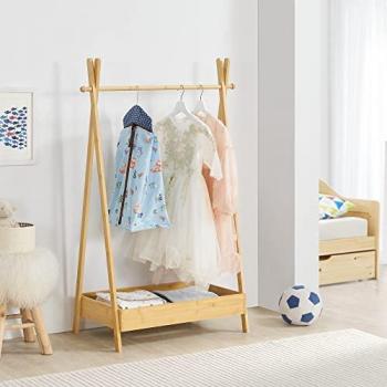 Perchero Burro Infantil Sola con Barra y Zapatero de Bambú Natural 126 x 73 x 42 cm