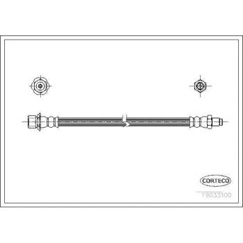 Latiguillo de freno CORTECO 19033100 - Manguera flexible de freno, fabricado en goma y metal, resistente a altas presiones, compatible con sistemas de frenos hidráulicos, longitud específica para ajuste en vehículos