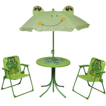 Juego de bistró para niños con sombrilla 3 piezas color verde