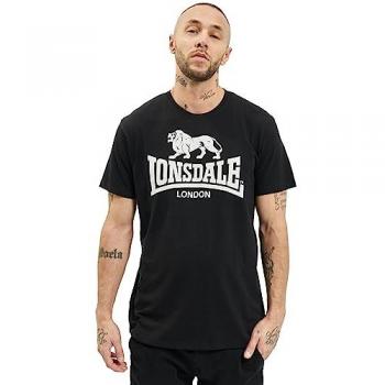 Camiseta Lonsdale Logo Manga Corta Negra y Blanca - 5XL