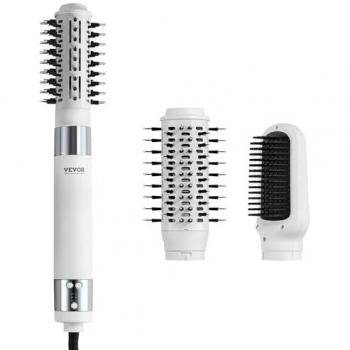 VEVOR 1200W Ionic Hair Dryer Brush with 2 Brushes, Adjustable 4 Temperatures & 3 Speeds for Fast Drying and Volumizing Styling