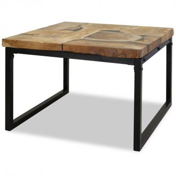 vidaXL Coffee Table Teak Resin 60x60x40 cm Black and Brown