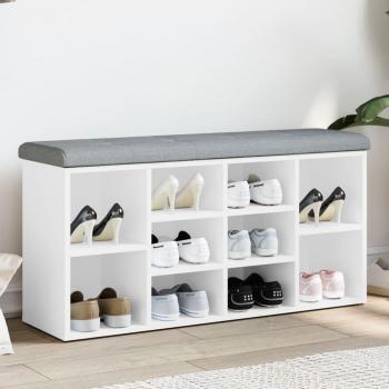 Banco Zapatero Hermes 10 Módulos + Asiento Acolchado Blanco 50X102x32 Cm