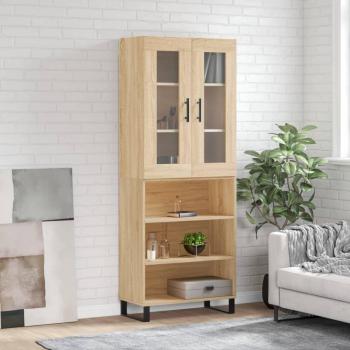 Aparador alto de madera multicapa color roble 69,5x34x180 cm