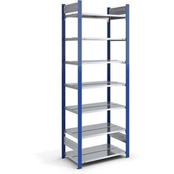 Estante para carpetas doble cara, altura 2350 mm, dimensiones 750 x 600 mm, estante base, color azul / galvanizado