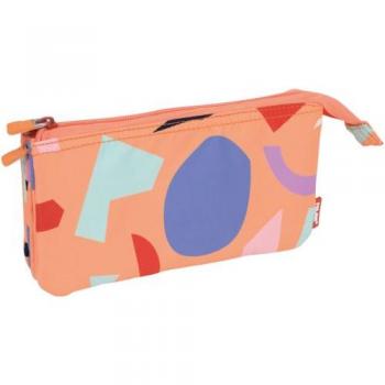 Estuche Escolar Milan Animals Naranja 5 Compartimentos