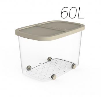 Caja Multiusos con Ruedas 59x39x38 cm 60L Beige