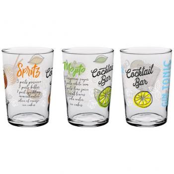 Vaso de Cóctel Decorado Pack 3 Uds 51 cl Surtido