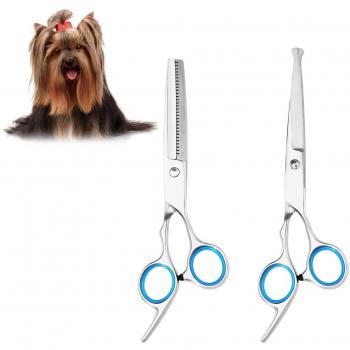 UEETEK 2pcs Gato de Perro de Mascota Tijeras de preparación de Acero Inoxidable Cuchilla de Mascotas Kit de preparación para Recorte