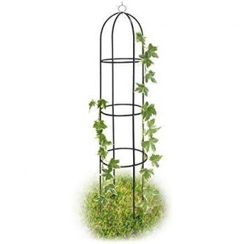 Obelisco Metálico Verde para Plantas Trepadoras, Soporte de Acero Resistente a Intemperie, 1.9 m, Ideal para Rosales y Flores - Relaxdays