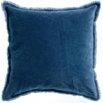 Fundas de Cojín Vivaraise FARA en Azul 45x45 cm - 100% Terciopelo de Algodón, Lavables y Extraíbles con Flecos