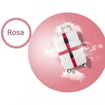 Correa Cruzada de Seguridad para Equipaje Cinturón para Maletas Mochilas y Bolsos Accesorio Imprescindible para Viajes con Cierre de Plástico ABS Ultraresistente - 1 Unidad - Color Rosa
