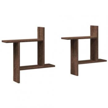 Estantes de Pared Flotantes 2 uds Madera Ingeniería Marrón 50x12x50 cm
