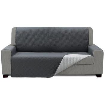 Funda Salva Sofá Acolchada Reversible 4 Plazas Color Gris Claro y Gris Oscuro Modelo Ramos