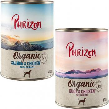 Purizon Organic Mixed Pack: Duck with Chicken & Salmon with Chicken - Wet Dog Food 6 x 400g (5 + 1 Free Promotion)