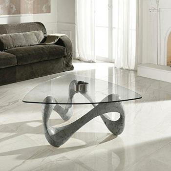 Mesa de Centro Transparente en Vidrio Templado Gris 100 cm x 100 cm H. 42.5 cm