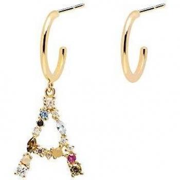 PDPAOLA - Pendientes Letra A - Plata de Ley 925 Bañada en Oro de 18k - Joyas para Mujer