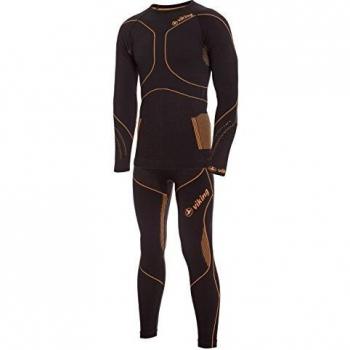 VIKING Set De Ropa Interior Térmica Hombre Conjunto Pantalón y Camiseta Ropa Funcional Bruno Set, 54 Negro/Naranja, XL