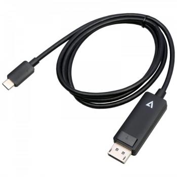 Cable Adaptador V7 USB-C a DisplayPort 1.4 Macho, 32.4 Gbps, Resolución 8K/4K UHD, Longitud de 1m (3.3ft), Color Negro