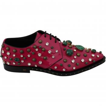 Dolce & Gabbana Pink Leather Crystals Dress Brogue Shoes - EU41/US10.5, Female, Size: 11 US