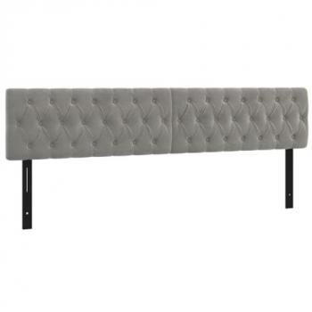 Cabeceros 2 unidades de terciopelo gris claro 90x7x78/88 cm