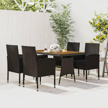 5-Piece Black Poly Rattan Outdoor Dining Set