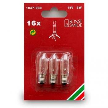 Bombillas de repuesto E10 3W 14V en forma de vela - Pack de 3 Konstsmide