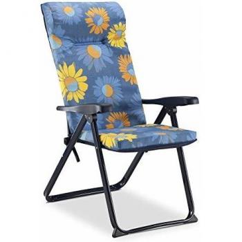 Silla Plegable de Jardín Solenny Reclinable y Acolchada 76x62x114 cm 6 Posiciones y Cabezal Anatómico