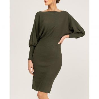 Vestido punto con cuello barco y mangas - DRESS7366