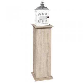 Mesita Decorativa FMD con Puerta 88,5 cm Blanco, Marrón y Marrón Oscuro - Mesa de Sofá/Mesa de Entrada para Salón/Consola de Entrada/Mueble Recibidor/Mesita Aux