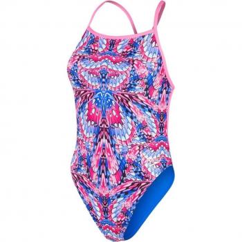 Bañador de mujer Speedo Placement Digital V-Back azul rosa blanco - 32