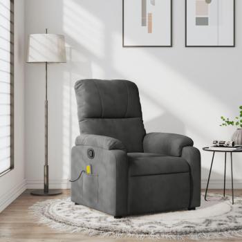Silla reclinable de masaje gris oscuro de tela de microfibra Vidaxl