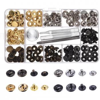 Botones de Presión de Cobre Corchetes de Presión de Ropa sin Coser 39 Set con Herramiento de Reparación para Tela, Manualidades de Cuero