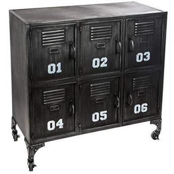 Buffet Bajo de Metal con Ruedas Atmosphera, 6 Puertas, Color Negro, Material Hierro, Dimensiones 90x35x88.5cm