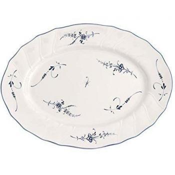 Villeroy & Boch Vieux Luxembourg Fuente Ovalada, 36 cm, Porcelana Premium, Blanco/Azul