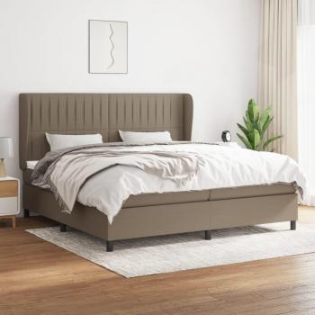 Cama box spring de muelles con colchón Tortera 200x200 cm en tela gris taupe
